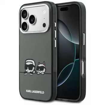 KARL LAGERFELD IML Karl & Choupette Peekaboo Logo MagSafe Case for iPhone 17 Pro Max, Black
