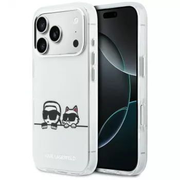 KARL LAGERFELD IML Karl & Choupette Peekaboo Logo MacSafe Macīgais Vāciņš Apple iPhone 17 Pro, Balts