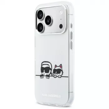 KARL LAGERFELD IML Karl & Choupette Peekaboo Logo MacSafe Macīgais Vāciņš Apple iPhone 17 Pro, Balts