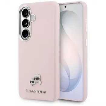 Karl Lagerfeld Saffiano KC MetalLogo Maciešu futrālis Samsung Galaxy S26+ rozā