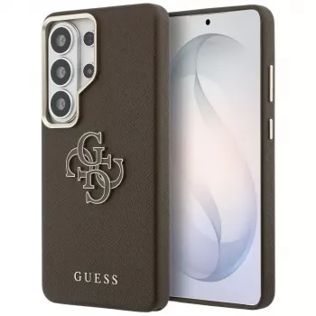 Guess Grained Big 4G Metal Logo Case for Samsung Galaxy S26 Ultra - Brown