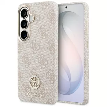 Guess 4G Rhinestone Round Logo MagSafe Case Samsung Galaxy S26 (Rozā)