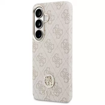 Guess 4G Rhinestone Round Logo MagSafe Case Samsung Galaxy S26 (Rozā)