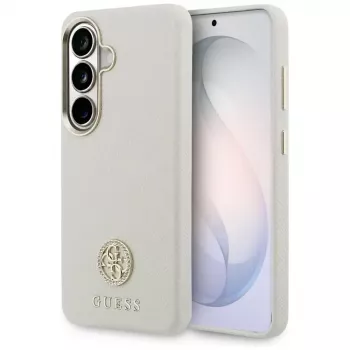 Guess Rhinestone Round Logo Macīgais Vāciņš Samsung Galaxy S26 Bēšs