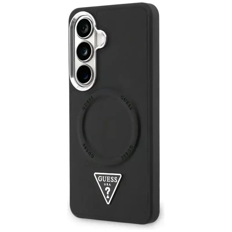 Guess Embossed Ring Triangle Logo MagSafe Case for Samsung Galaxy S26 Black