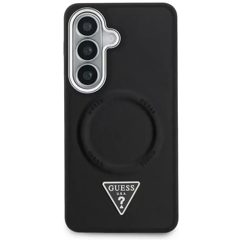 Guess Embossed Ring Triangle Logo MagSafe Case for Samsung Galaxy S26 Black