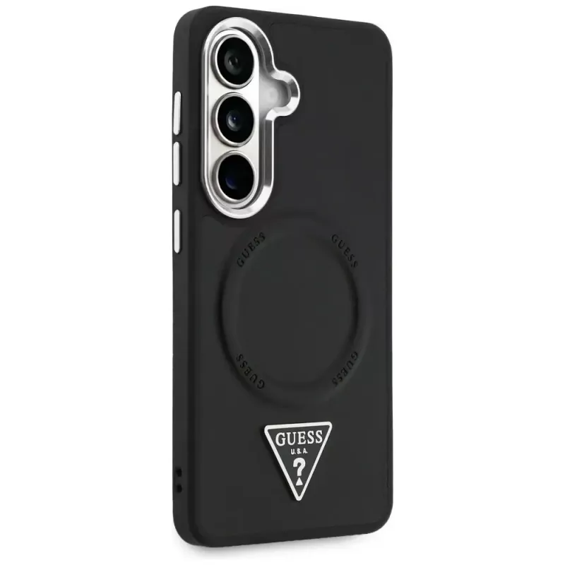 Guess Embossed Ring Triangle Logo MagSafe Case for Samsung Galaxy S26 Black