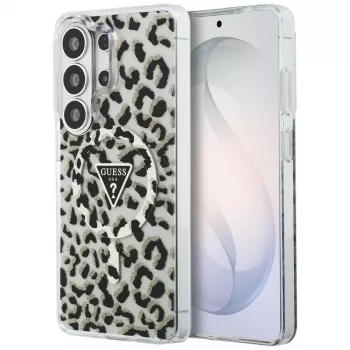 Guess IML Leopard Print Triangle MagSafe Case Samsung Galaxy S26 Ultra (Melns)