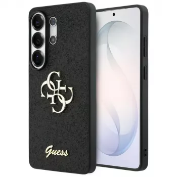 Guess Fixed Glitter Big 4G Metal Logo Maciņš Samsung Galaxy S26 Ultra (Melns)