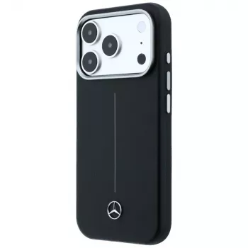 Mercedes Leather Semi Wrap Iconic Line MagSafe Case for iPhone 17 Pro Max Black