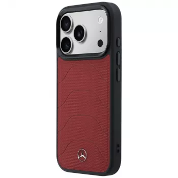 Mercedes Leather Mesh Case with Bow Line MagSafe for iPhone 17 Pro Red