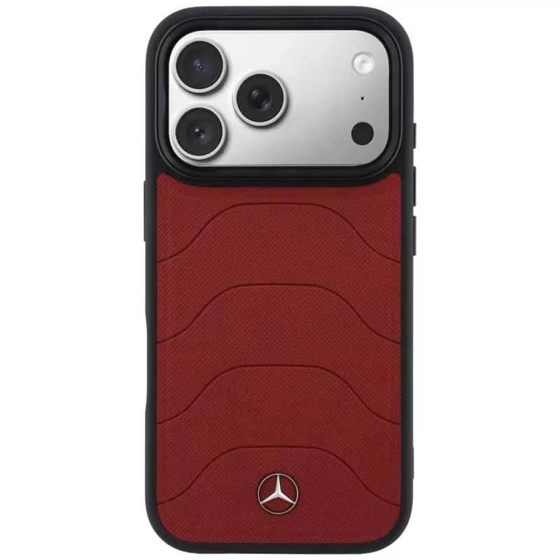 Mercedes Leather Mesh Case with Bow Line MagSafe for iPhone 17 Pro Red