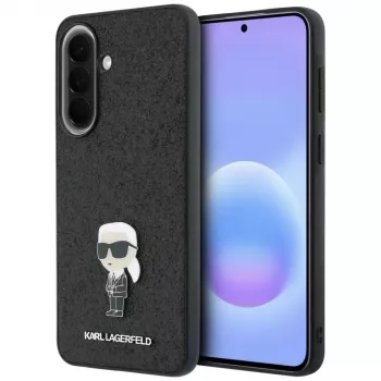 Karl Lagerfeld Fixed Glitter Ikonik Logo Metal Pin Back Cover Samsung Galaxy A57 5G, Melns