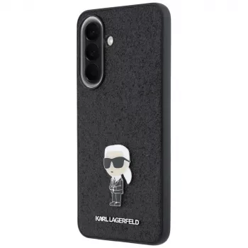Karl Lagerfeld Fixed Glitter Ikonik Logo Metal Pin Back Cover Samsung Galaxy A57 5G, Melns