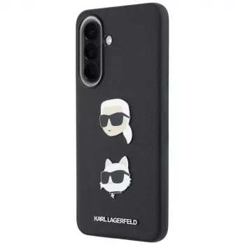 KARL LAGERFELD Aizsargmaciņa Samsung Galaxy A57 5G, Melna, ar Karl & Choupette galvām, piespraudēm un logotipu