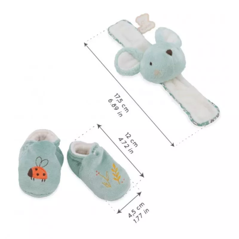 Kaloo 2-in-1 Gift Set Mouse (Rattle + Booties) Petites Chansons Collection