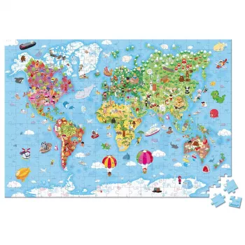 Janod World Map Puzzle in Suitcase 300 gabali