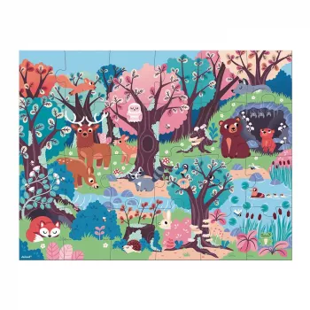 Janod Forest Glow-in-the-Dark Jigsaw Puzzle ar UV lampu 24 gabali