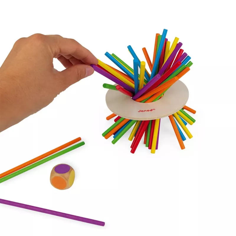 Janod Crazy Sticks – koka līdzsvara spēle 1–4 spēlētājiem, krāsaina