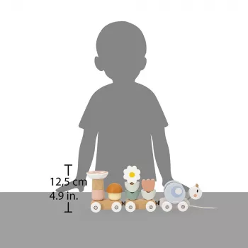 Janod Sweet Cocoon Magnetic Stacking Train Snail Pull-Along Toy with Blocks and Rattle, 12m+