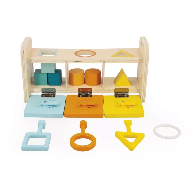Janod Essentiel Wooden Shape Sorter with Keys