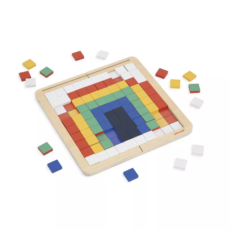 Janod Wooden Mosaic Puzzle Symmetry and Coding 4in1 5+