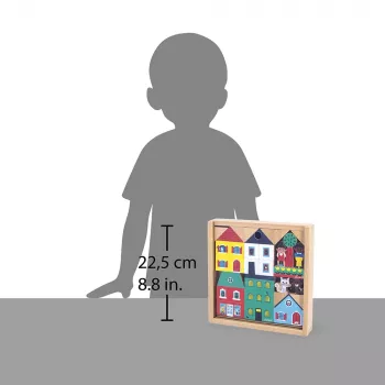 Janod Building Blocks and Figures Set 36 Pieces City Cross Roads 2+