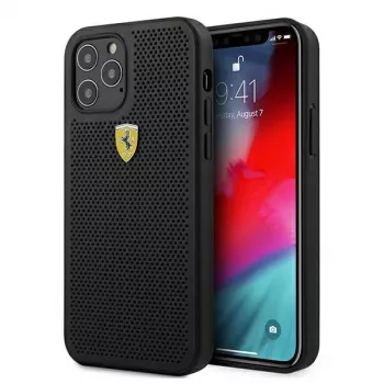 Ferrari FESPEHCP12MBK iPhone 12/12 Pro 6,1 inch Black Hardcase On Track Perforated