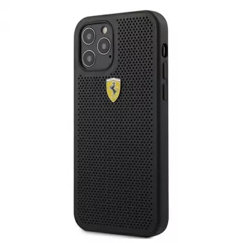 Ferrari FESPEHCP12MBK iPhone 12/12 Pro 6,1 inch Black Hardcase On Track Perforated