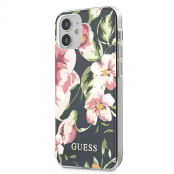 Guess Flower Collection aizmugurējais vāciņš Apple iPhone 12 Mini - Navy