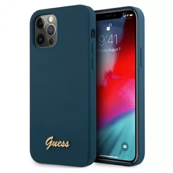 Guess GUHCP12LLSLMGBL Metal Logo Script Hard Case Apple iPhone 12 Pro Max, Zils
