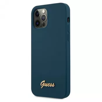 Guess GUHCP12LLSLMGBL Metal Logo Script Hard Case Apple iPhone 12 Pro Max, Zils