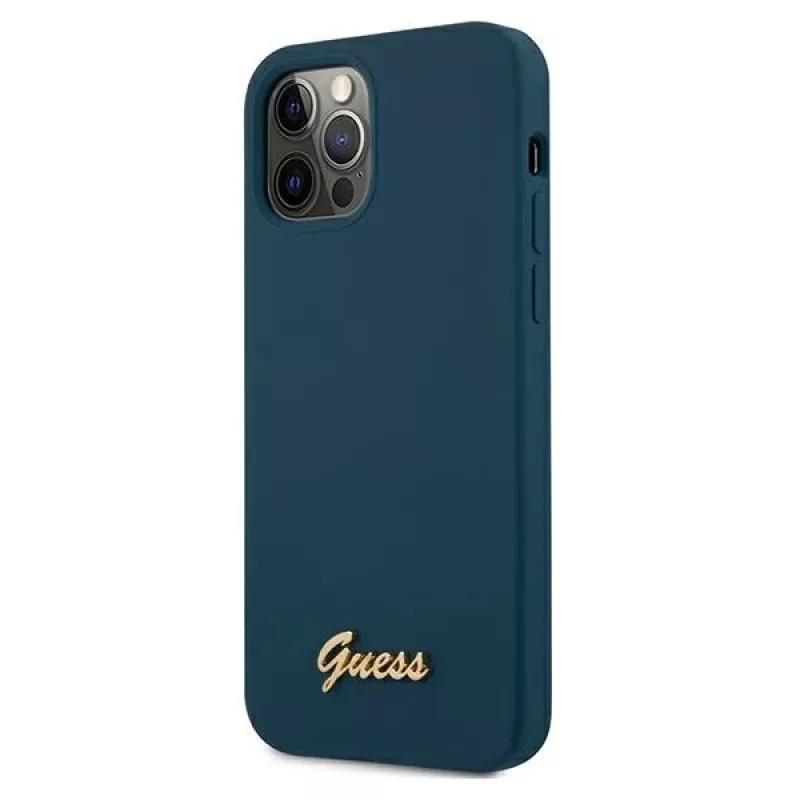 Guess GUHCP12LLSLMGBL Metal Logo Script Hard Case Apple iPhone 12 Pro Max, Zils