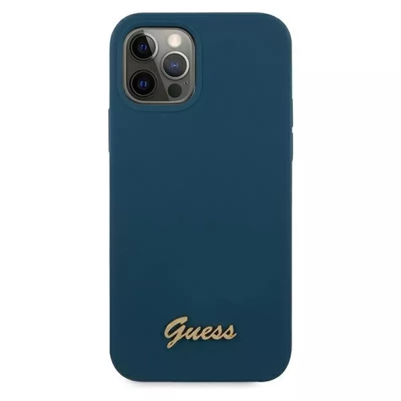 Guess GUHCP12LLSLMGBL Metal Logo Script Hard Case Apple iPhone 12 Pro Max, Zils