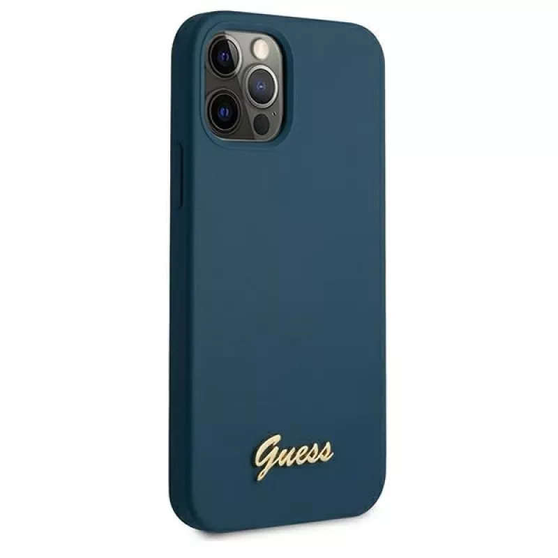 Guess GUHCP12LLSLMGBL Metal Logo Script Hard Case Apple iPhone 12 Pro Max, Zils