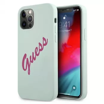 Guess Silicone Vintage Hard Case Apple iPhone 12 / 12 Pro 6,1 inch - Blue Fuschia