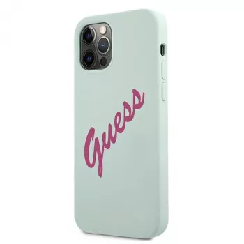 Guess Silicone Vintage Hard Case Apple iPhone 12 / 12 Pro 6,1 inch - Blue Fuschia