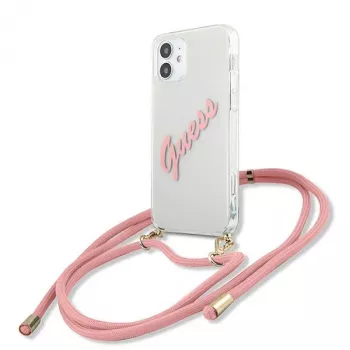 Guess GUHCP12SCRTVSPI iPhone 12 mini 5,4 inch Pink Hardcase Script Vintage
