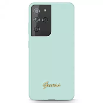 Guess GUHCS21LLSLMGLB Silicone Script Metal Logo Back Cover Samsung Galaxy S21 Ultra (Zils)
