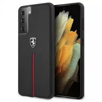 Ferrari FEOSIHCS21SBK Off Track Leather Nylon Stripe Hard Case Samsung Galaxy S21 (G991) - Melns