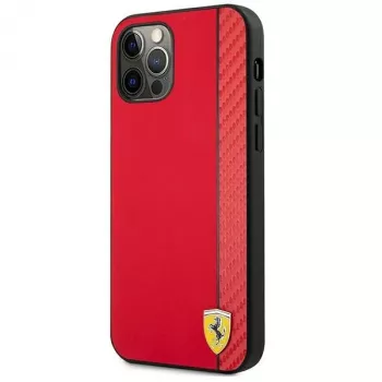 Ferrari FESAXHCP12LRE iPhone 12 Pro Max 6,7 inch Red Hardcase On Track Carbon Stripe
