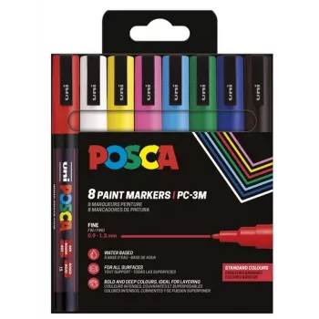 POSCA Uni-Ball Marker UNI PC-3M 8 gabalu komplekts Basic (186558)