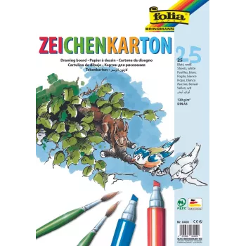 Folia Drawing Cardboard White 120 g/m² 25 Sheets DIN A4