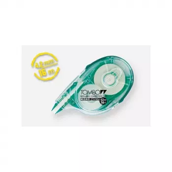 Tombow MONO YXE korekcijas rullītis - Zaļš/Caurspīdīgs - 16 m x 4,2 mm - Blistera iepakojums