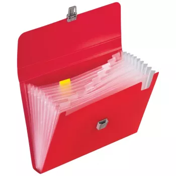 BRUNNEN FACT!pp Expanding File 10 Compartments Red A4 Polypropylene