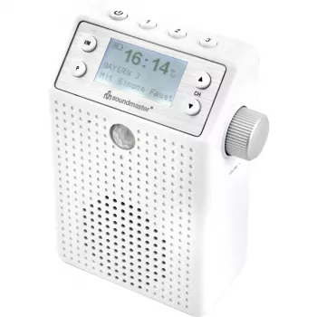 Soundmaster DAB60WE Kontaktligzdas radio DAB+, FM, Bluetooth, USB brīvroku funkcija, šļakatizturīgs, balts