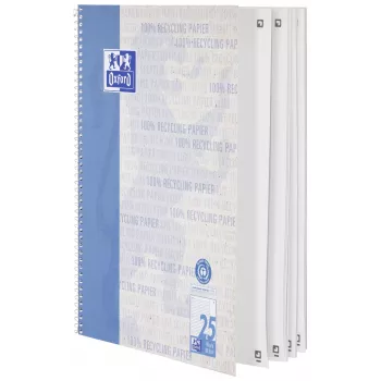 Oxford College Block A4+ 80 loksnes Līnijots 4-Caurumu Caurumots Balts 90 g/m²