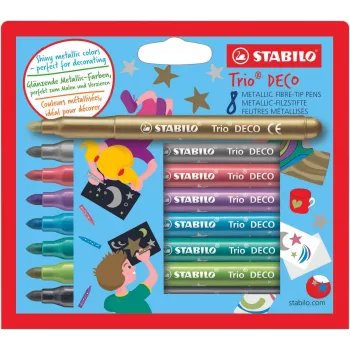 STABILO Trio DECO Felt-Tip Pens Assorted Colors (8 Pack)