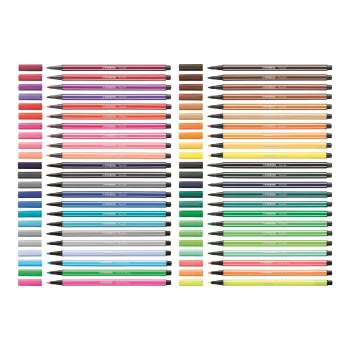 STABILO Pen 68 flomāsteru komplekts, 20 krāsas, plastmasas kastītē, Zebrui tirkīza, 1 mm līnijas platums