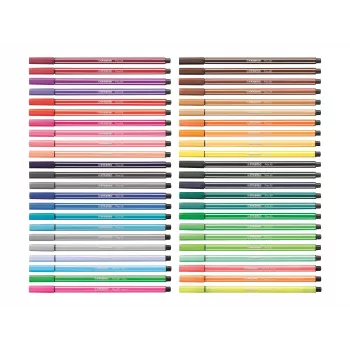 STABILO Pen 68 flomāsteru komplekts, 20 krāsas, plastmasas kastītē, Zebrui tirkīza, 1 mm līnijas platums